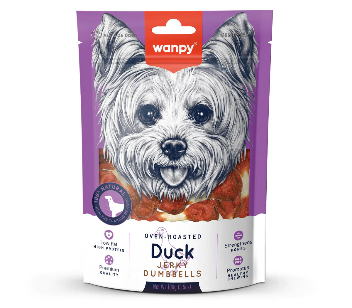 WANPY DOG TREAT DUCK JERKY DUMBELL